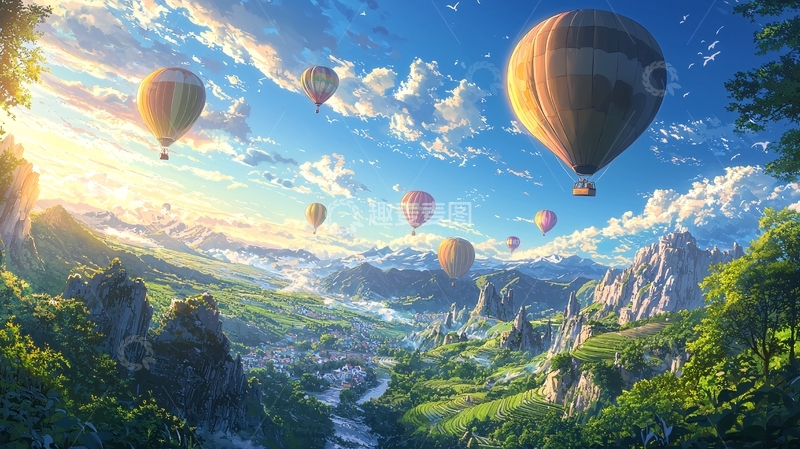 高清大图下载【趣麦麦图】热气球