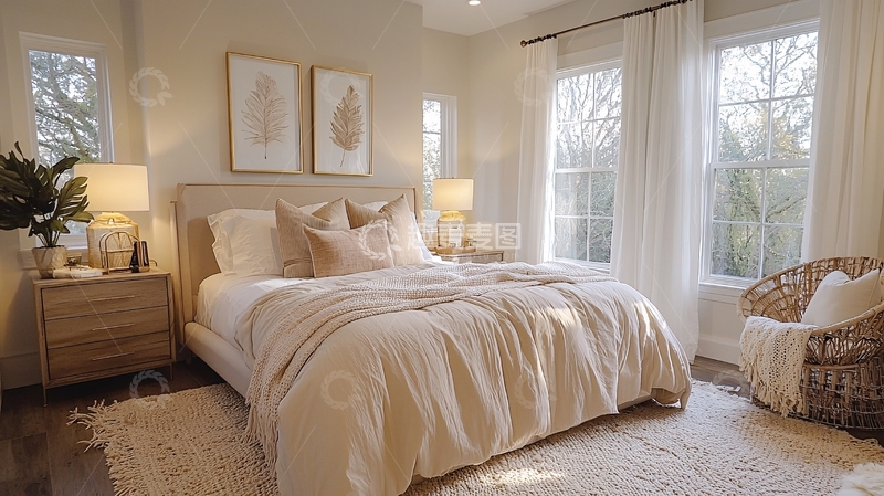 高清大图下载【趣麦麦图】温馨舒适现代卧室