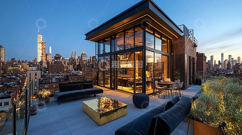 高清大图下载【趣麦麦图】现代都市顶层公寓夜景