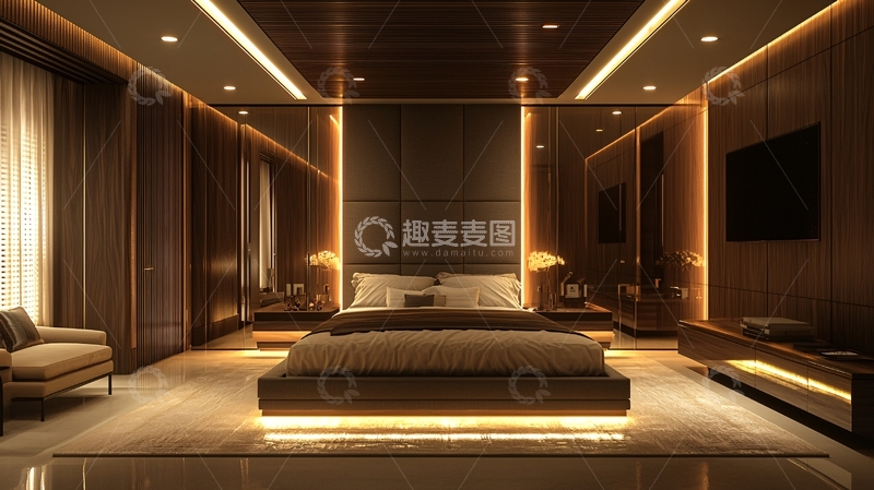 高清大图下载【趣麦麦图】豪华卧室暖色灯光