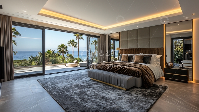 高清大图下载【趣麦麦图】海景别墅卧室高清图片