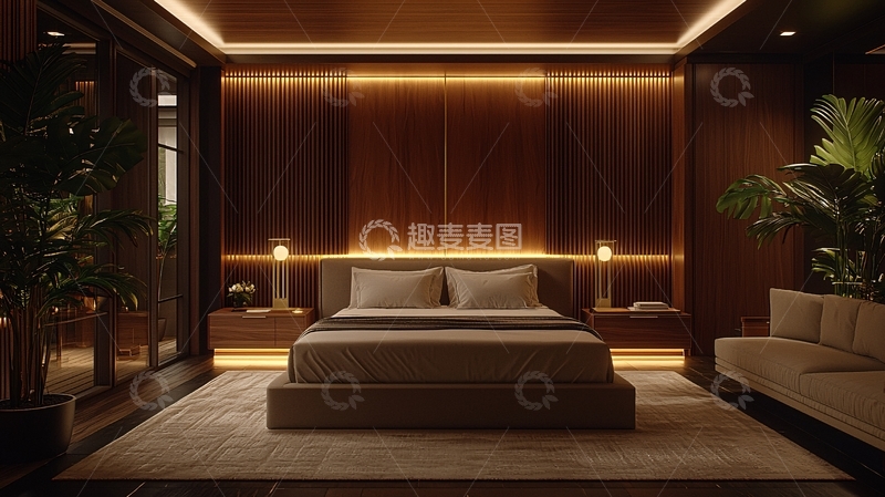 高清大图下载【趣麦麦图】暗色系卧室温馨灯光设计