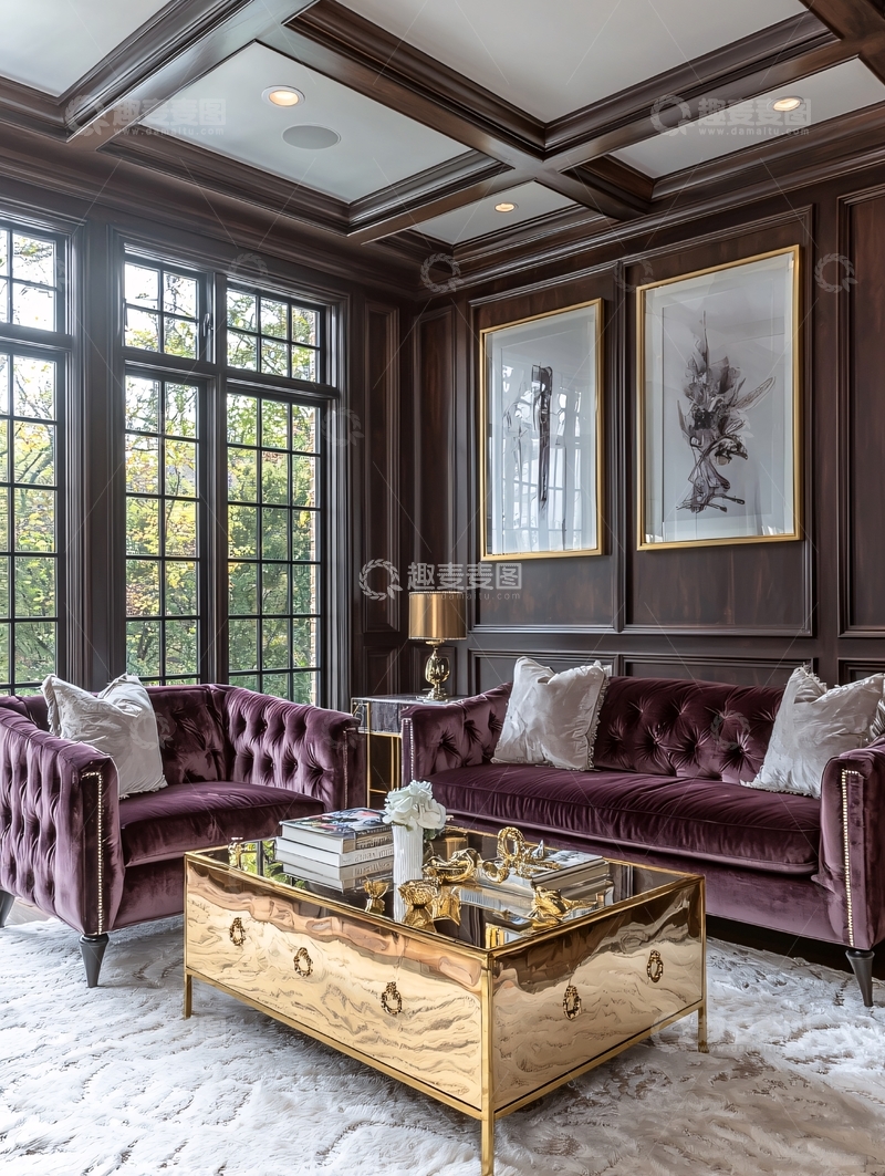 高清大图下载【趣麦麦图】暗色系奢华书房