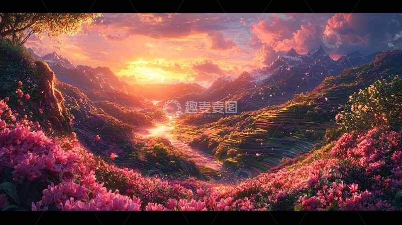 高清大图下载【趣麦麦图】梦幻般日出山谷