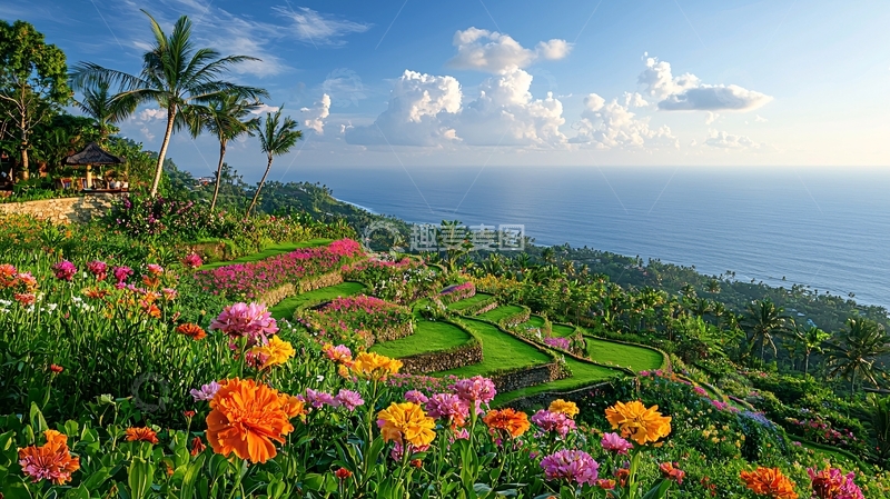 高清大图下载【趣麦麦图】海边花园景色