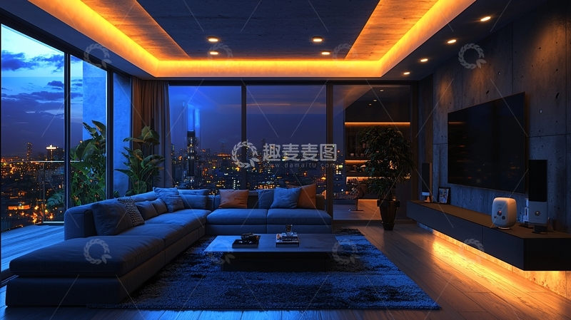 高清大图下载【趣麦麦图】夜景客厅