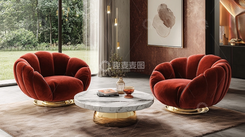 高清大图下载【趣麦麦图】红棕色贝壳椅