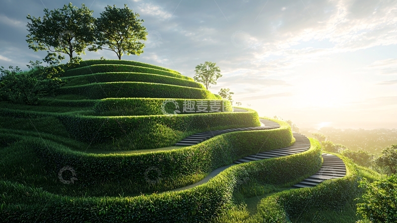 高清大图下载【趣麦麦图】绿色梯田