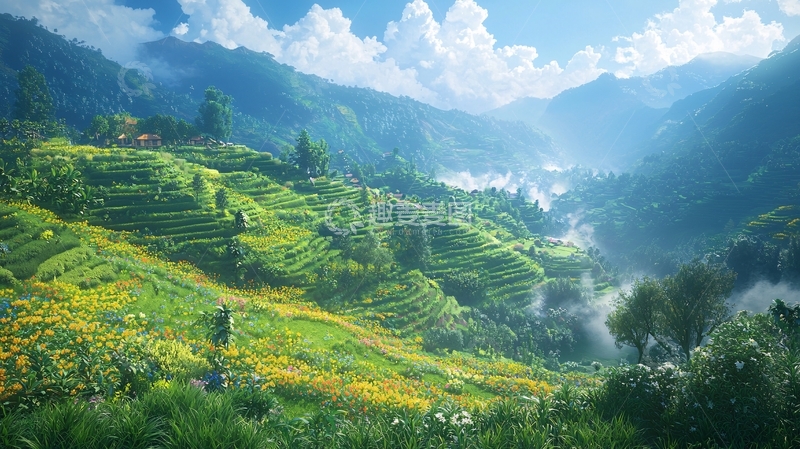 高清大图下载【趣麦麦图】梯田