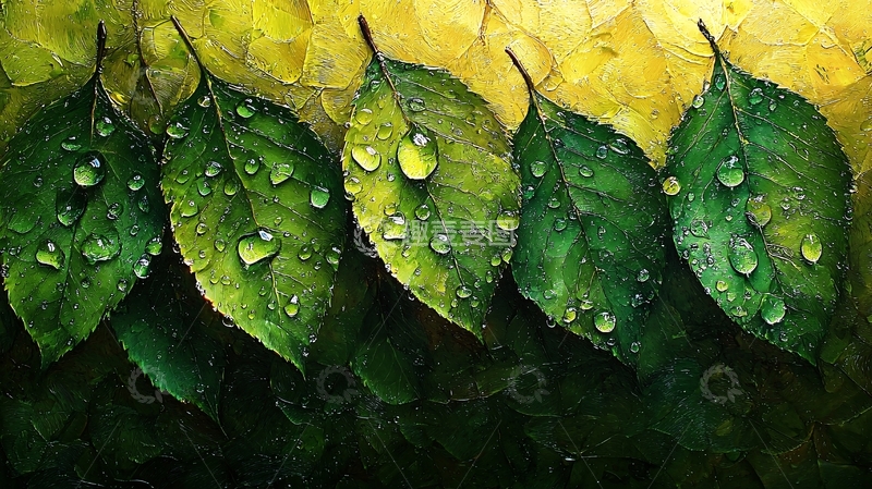 高清大图下载【趣麦麦图】绿叶水珠高清图片