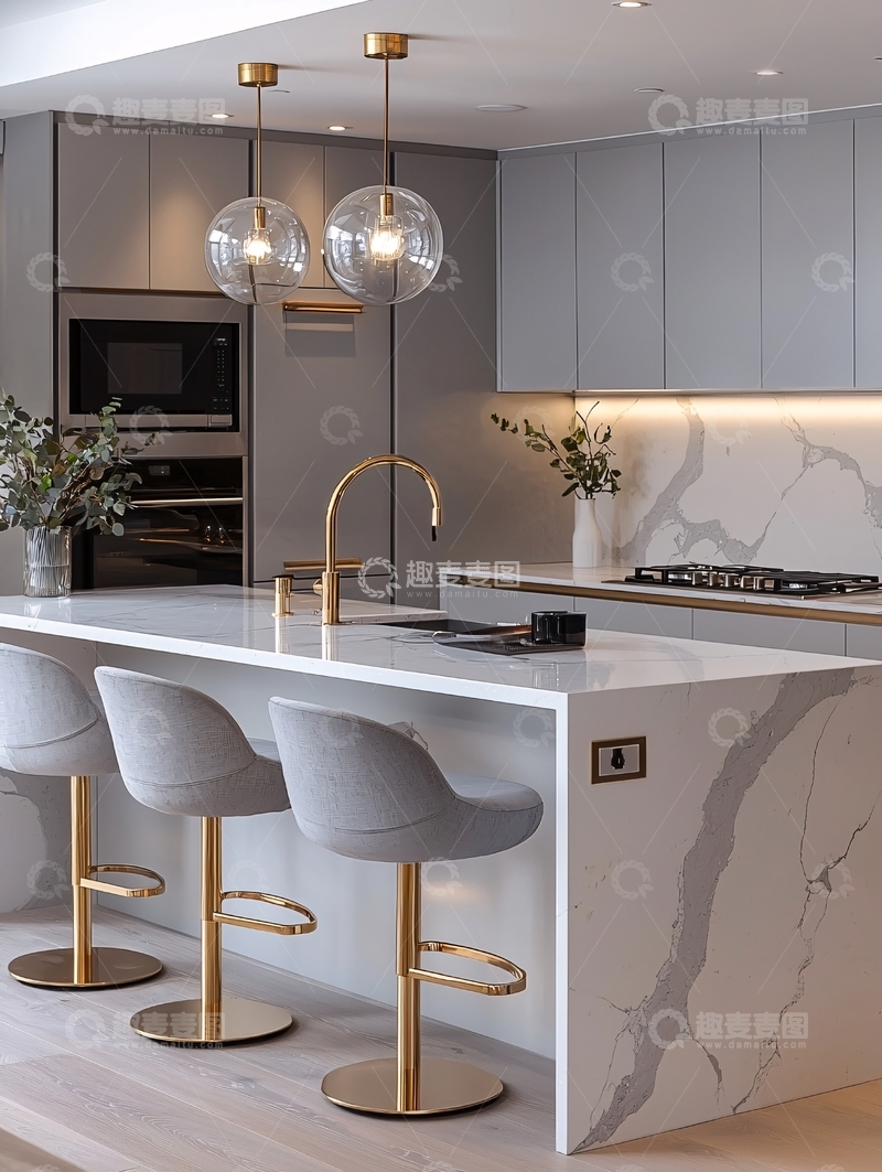 高清大图下载【趣麦麦图】现代轻奢厨房设计