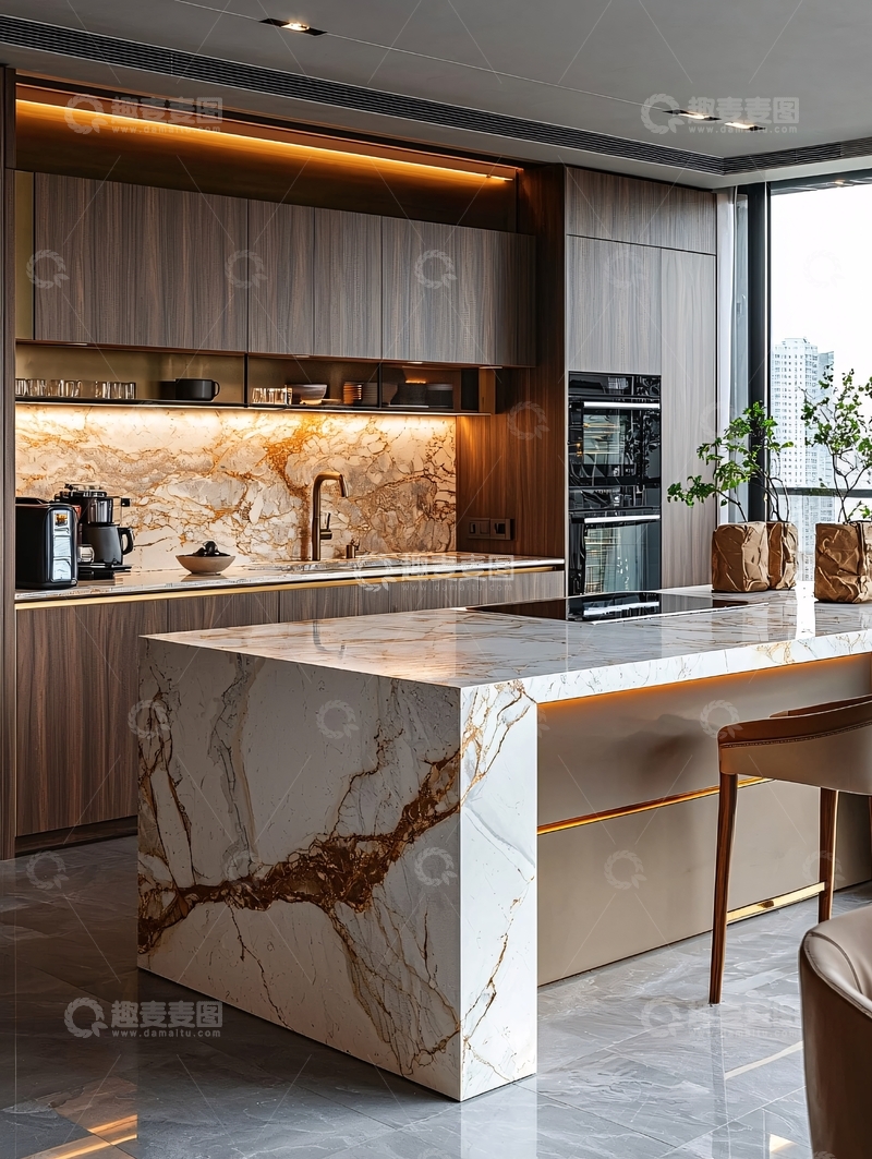 高清大图下载【趣麦麦图】现代轻奢厨房设计