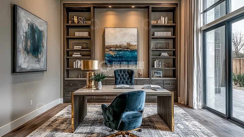 高清大图下载【趣麦麦图】现代简约高端书房设计
