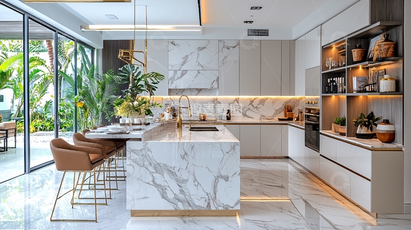 高清大图下载【趣麦麦图】现代轻奢开放式厨房