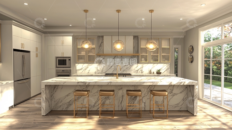 高清大图下载【趣麦麦图】现代轻奢开放式厨房