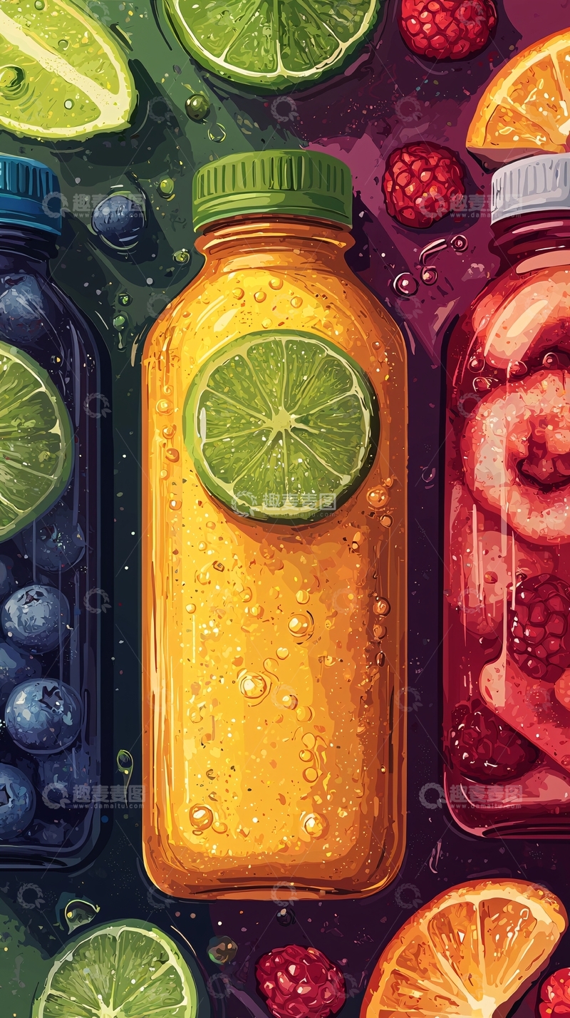 高清大图下载【趣麦麦图】果汁瓶