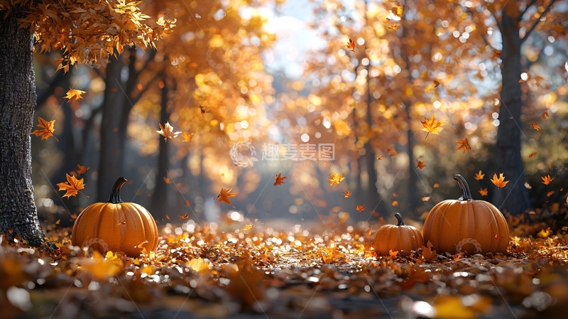 高清大图下载【趣麦麦图】秋季森林南瓜