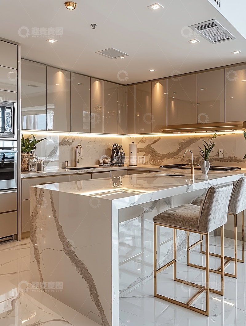 高清大图下载【趣麦麦图】现代轻奢开放式厨房