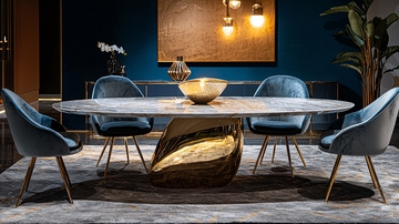 现代轻奢大理石餐桌