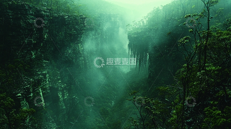 高清大图下载【趣麦麦图】雾气缭绕的山谷