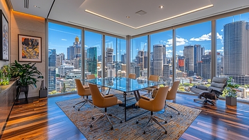 高层写字楼会议室全景图