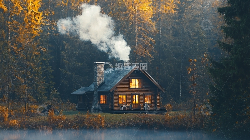 高清大图下载【趣麦麦图】森林木屋15