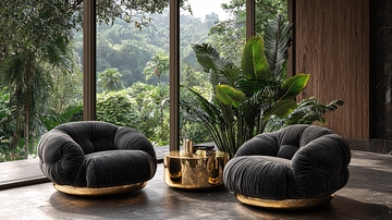 极简风客厅两把转椅