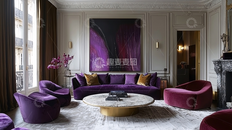 高清大图下载【趣麦麦图】法式优雅客厅设计