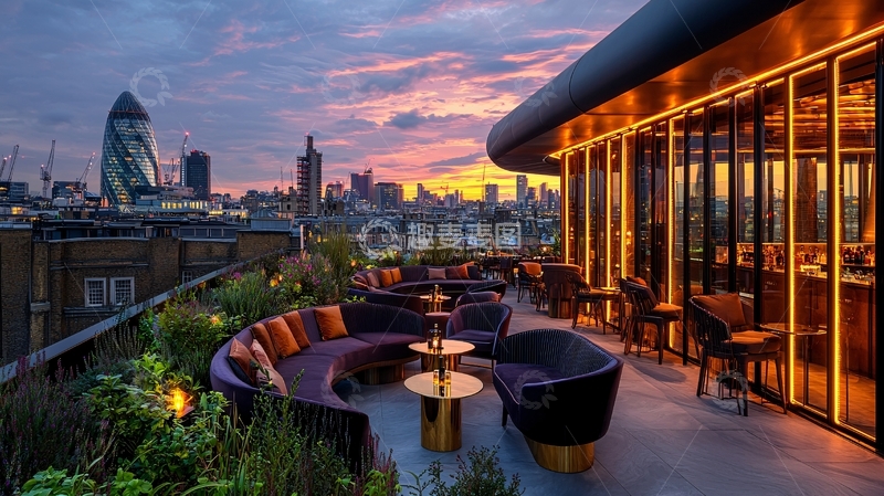 高清大图下载【趣麦麦图】伦敦屋顶酒吧夜景
