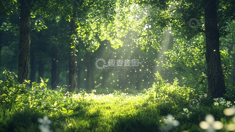高清大图下载【趣麦麦图】阳光透过树林