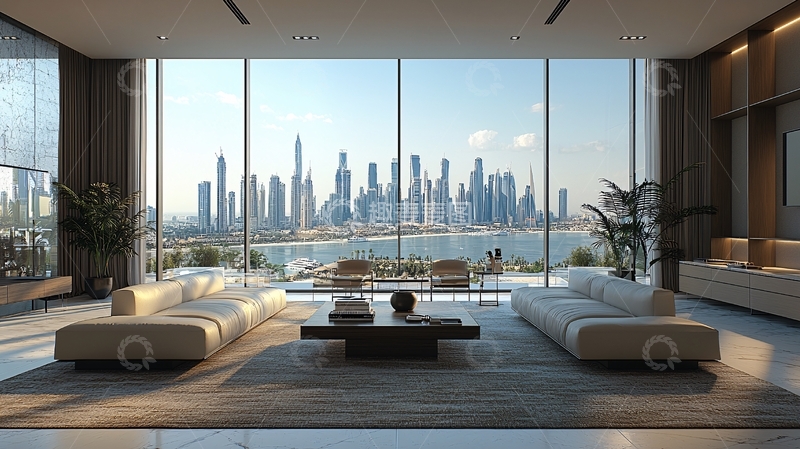 高清大图下载【趣麦麦图】极简风格落地窗豪宅景观