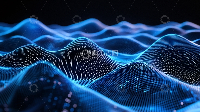 高清大图下载【趣麦麦图】蓝色波浪数据流