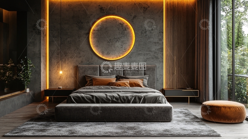 高清大图下载【趣麦麦图】现代简约灰色卧室
