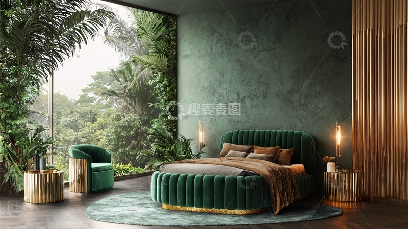 高清大图下载【趣麦麦图】绿植环绕的奢华卧室