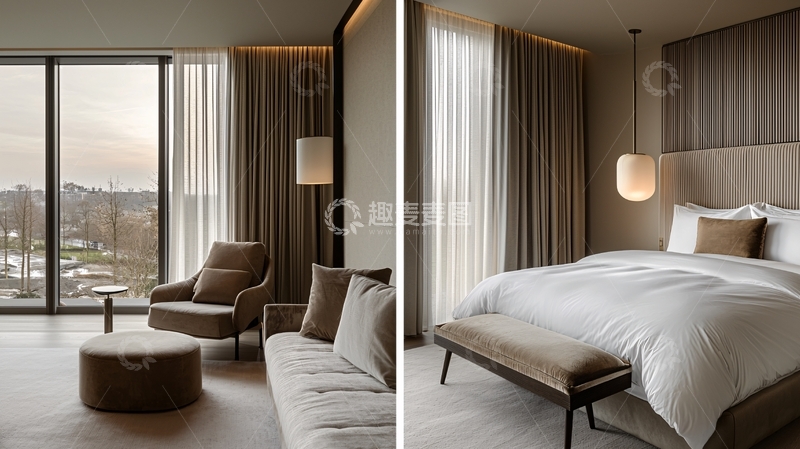 高清大图下载【趣麦麦图】极简现代酒店套房