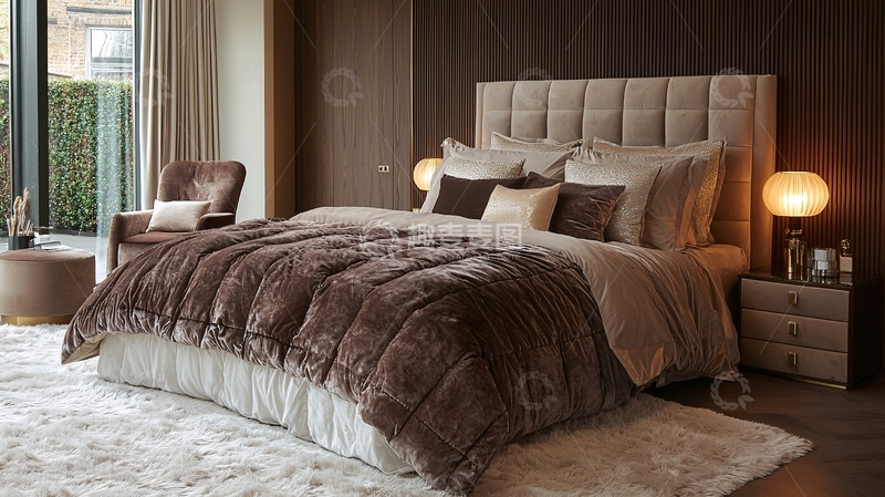 高清大图下载【趣麦麦图】棕色系卧室