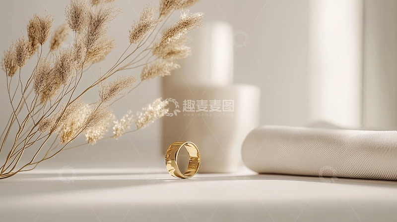 高清大图下载【趣麦麦图】简约高级金色戒指