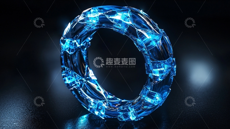 高清大图下载【趣麦麦图】蓝色破碎环状光效