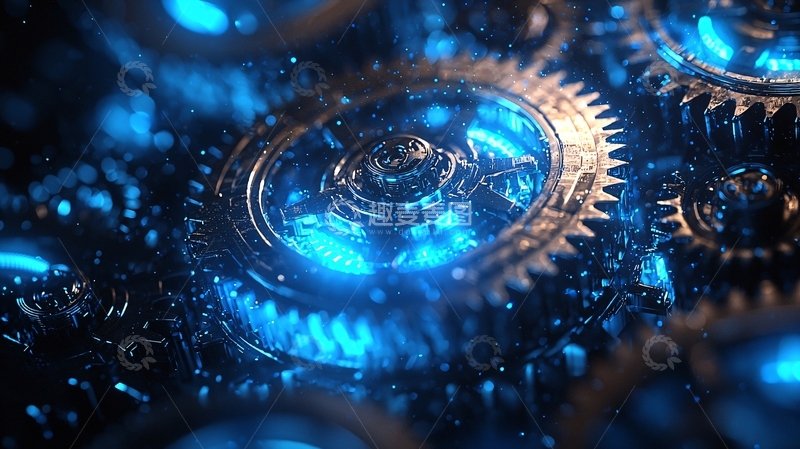高清大图下载【趣麦麦图】蓝色科技齿轮