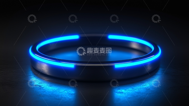 高清大图下载【趣麦麦图】蓝色霓虹灯环形戒指