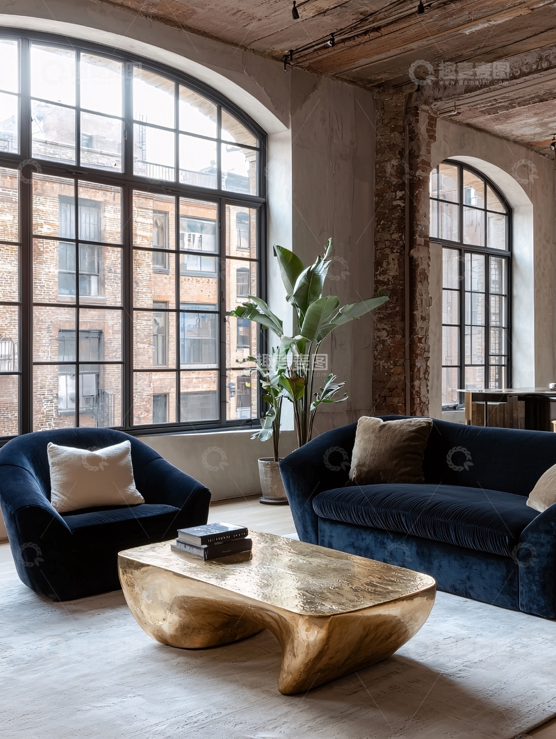 高清大图下载【趣麦麦图】loft风格客厅