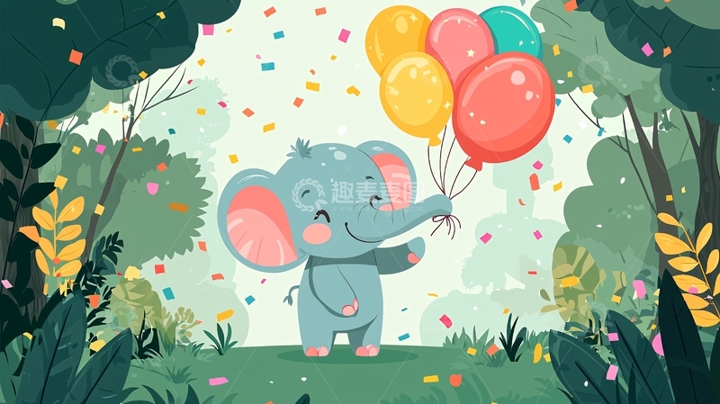 高清大图下载【趣麦麦图】卡通小象