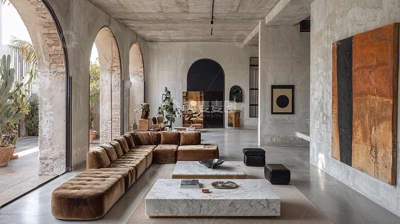 高清大图下载【趣麦麦图】侘寂风客厅5