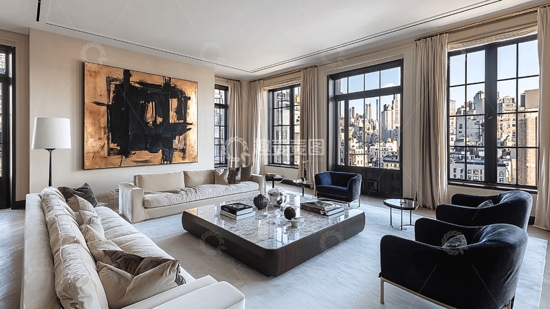 高清大图下载【趣麦麦图】现代轻奢公寓客厅