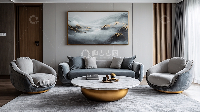 高清大图下载【趣麦麦图】现代轻奢客厅装修