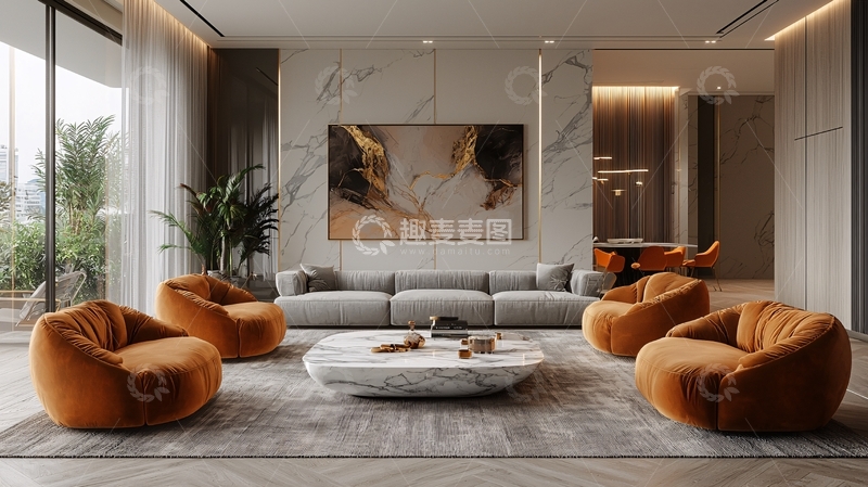 高清大图下载【趣麦麦图】现代轻奢客厅装修