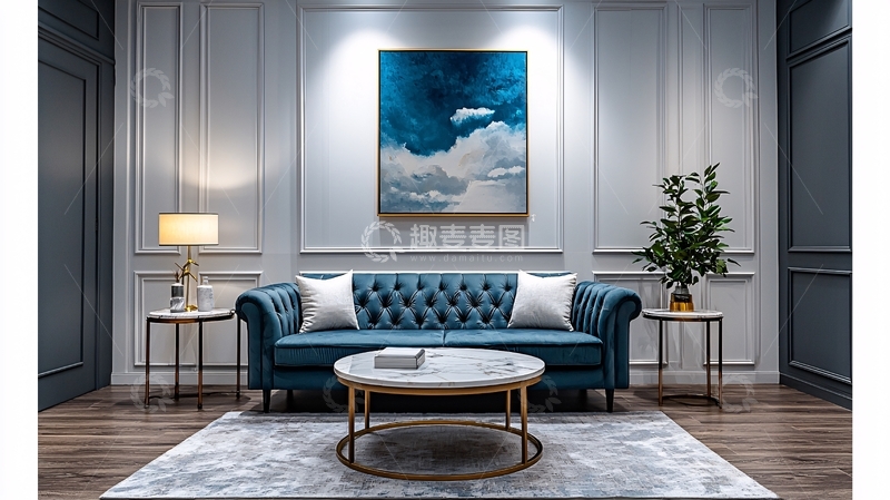 高清大图下载【趣麦麦图】蓝色沙发