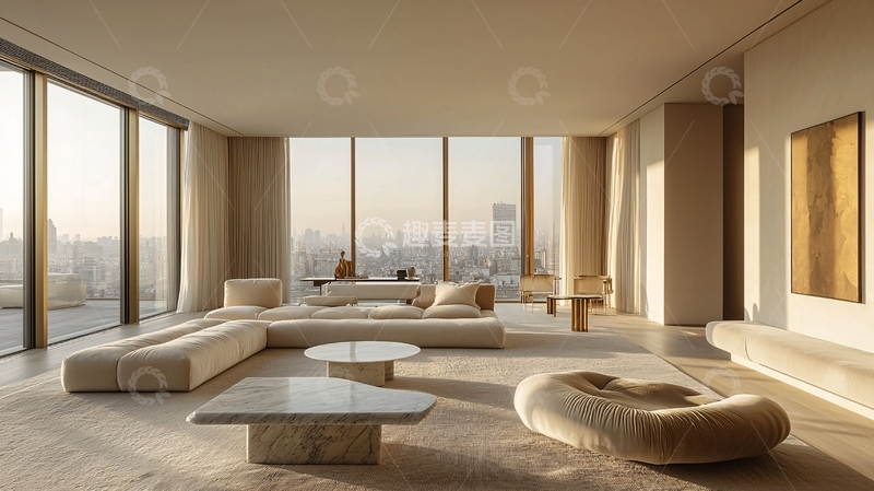 高清大图下载【趣麦麦图】极简风高级公寓客厅