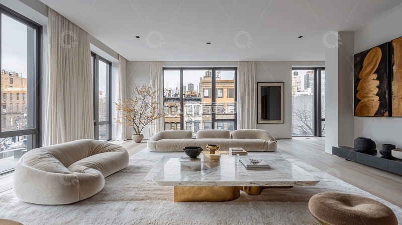 高清大图下载【趣麦麦图】现代轻奢公寓客厅