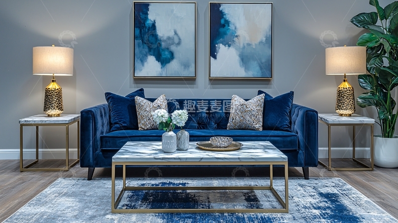 高清大图下载【趣麦麦图】蓝色沙发